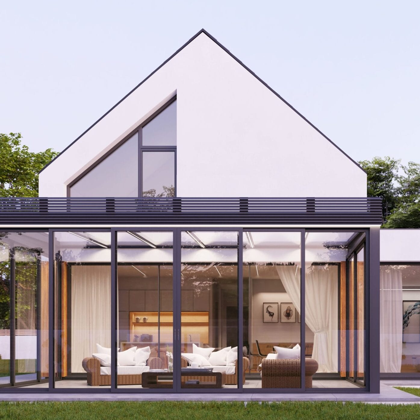 Domovská stránka Kompletní hliníkové systémy Aluron na moderním domě – okna, dveře a posuvné HS portály