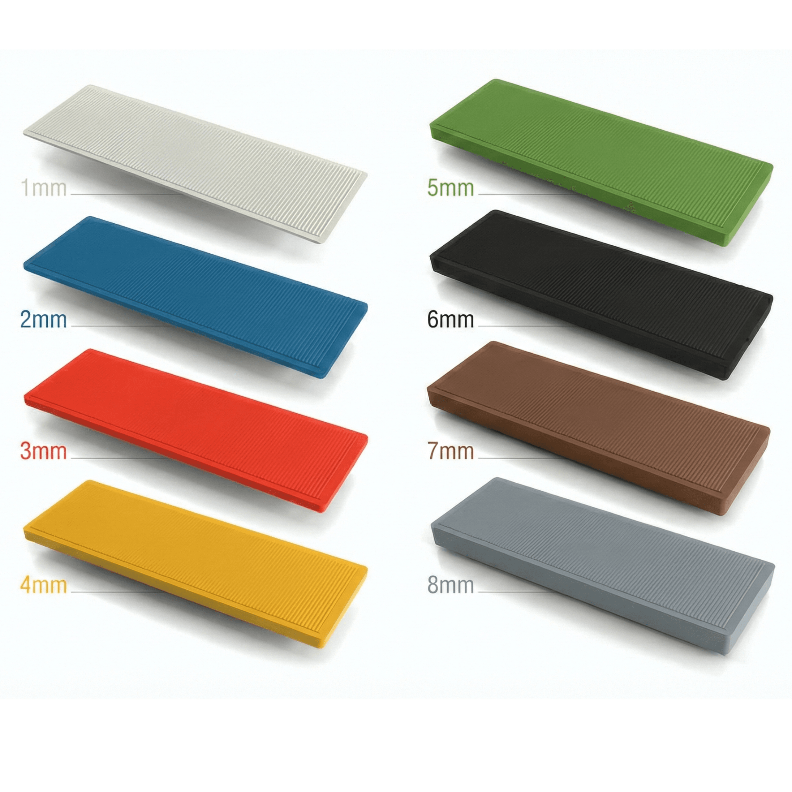 Zasklívací podložky 24x100 mm Zasklívací podložky. Velká sada distančních a zasklívacích podložek pro montáž oken a dveří (kompletní mix 1–8 mm)